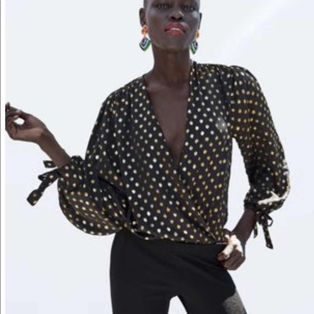 Zara Polka Dot Shimmer Glam Bodysuit